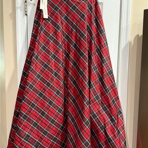 Maggy London Red Plaid A-Line Skirt